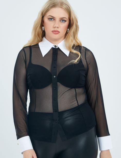 Chemise grande taille col Blanc Mat Fashion