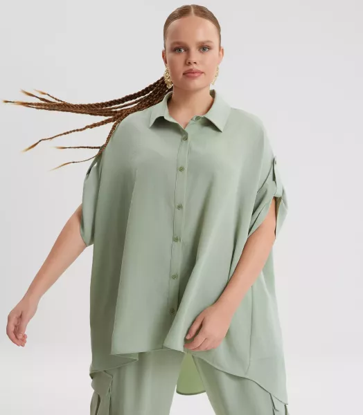 Chemise unie grande taille Aloe Mat