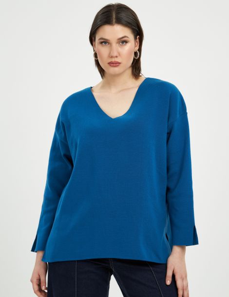 Pull col V grande taille Mat Fashion