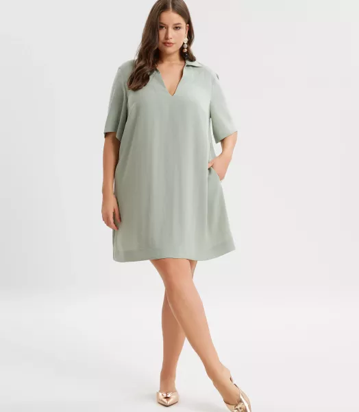 Robe courte unie grande taille ALOE mat