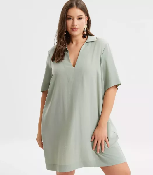 Robe courte unie grande taille ALOE mat