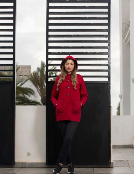 veste unie rouge grande taille 